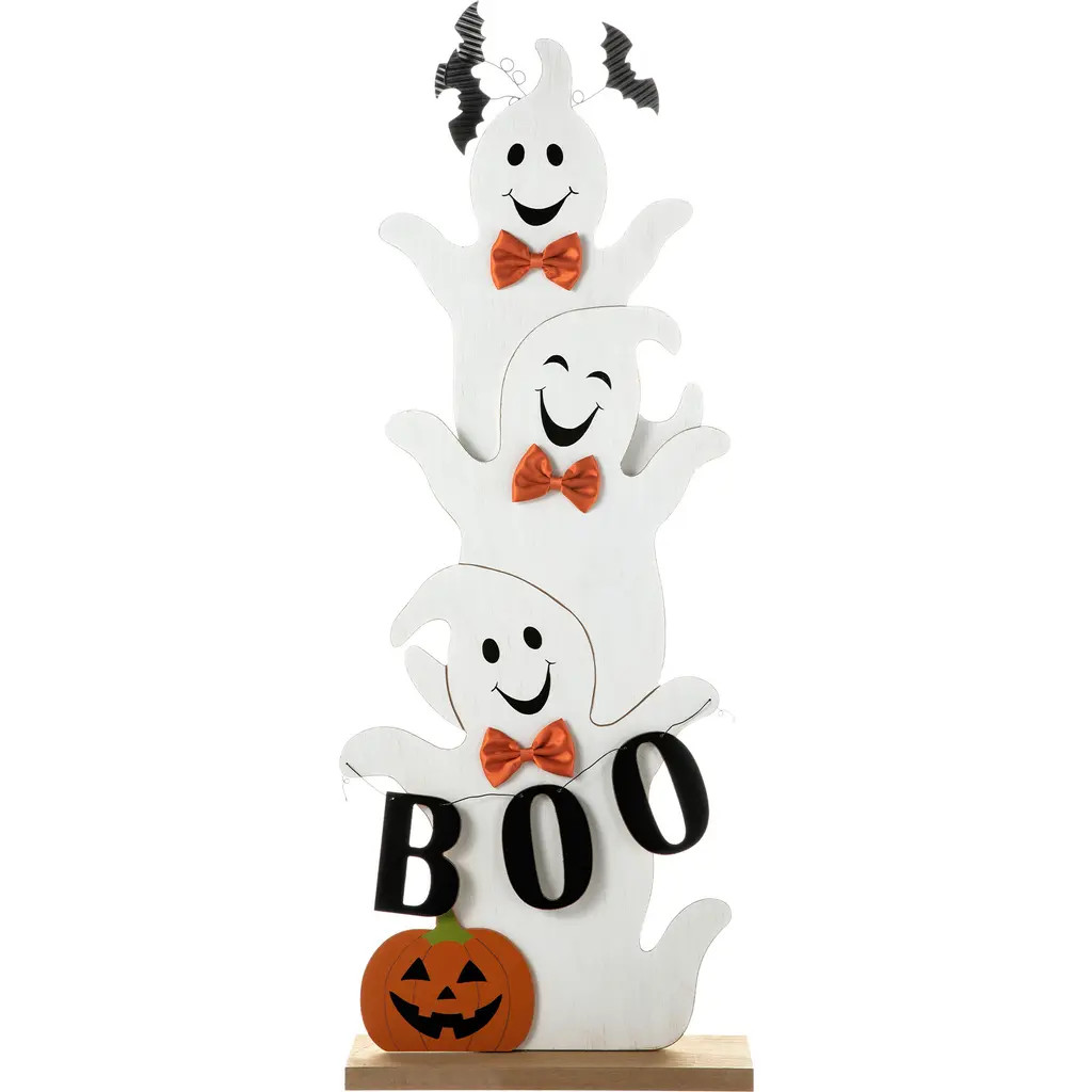 Glitzhome 37.5"H Halloween Wooden Stacked Ghost Porch Decor in White at Nordstrom, Size Medium | Nordstrom