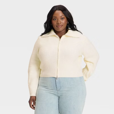 Women's Full Zip Cardigan - Universal Thread™ Cream 2X | Target