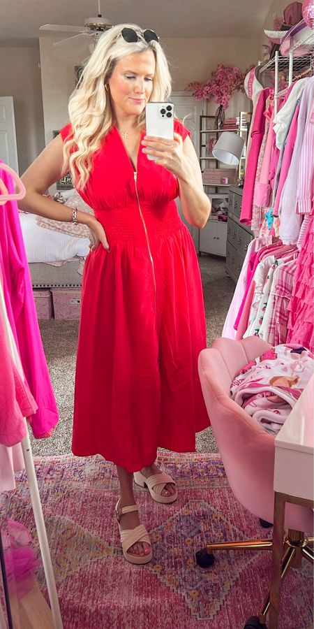 Red midi dress work dress 4th of July outfit Memorial Day outfit 

#LTKShoeCrush #LTKFindsUnder50 #LTKWorkwear