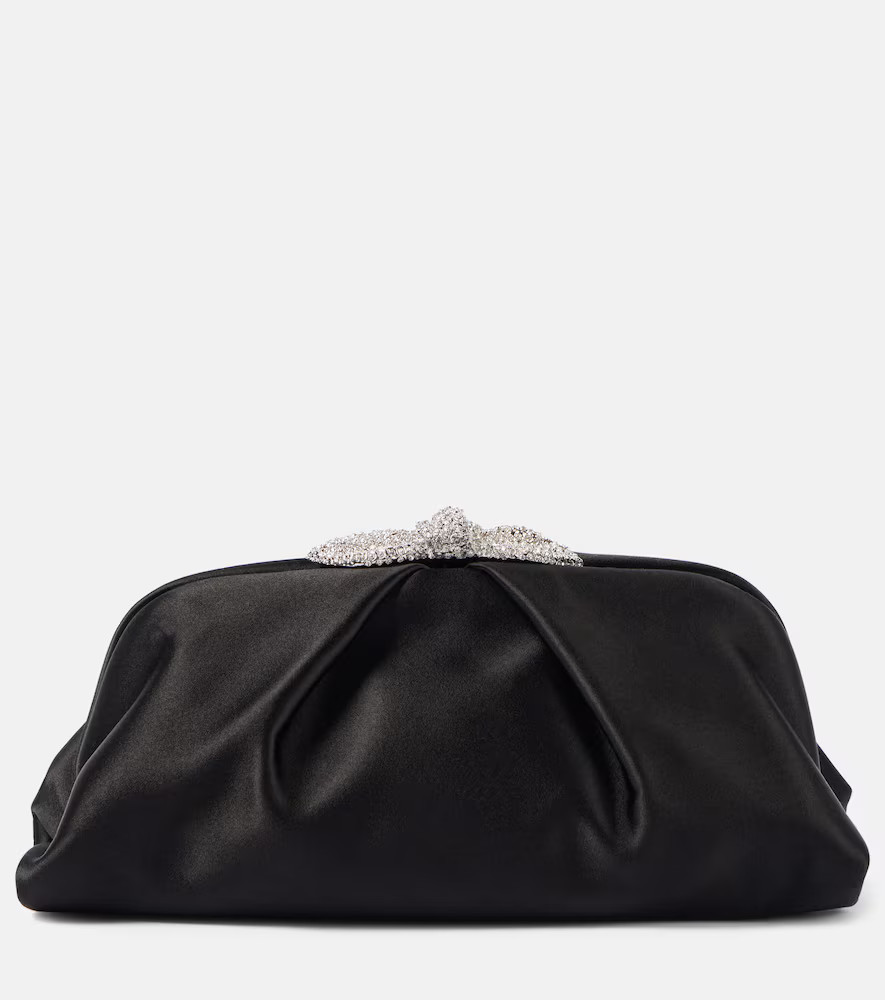 Aquazzura Clutch Very Bow Tie in raso con cristalli | Mytheresa (IT)