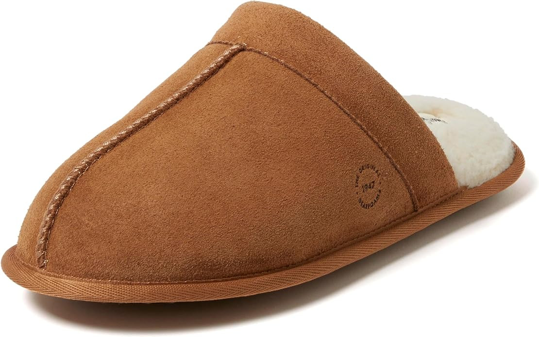 Dearfoams Men's Genuine Suede Indoor Outdoor Comfort Memory Foam Bradford Scuff House Slipper | Amazon (US)