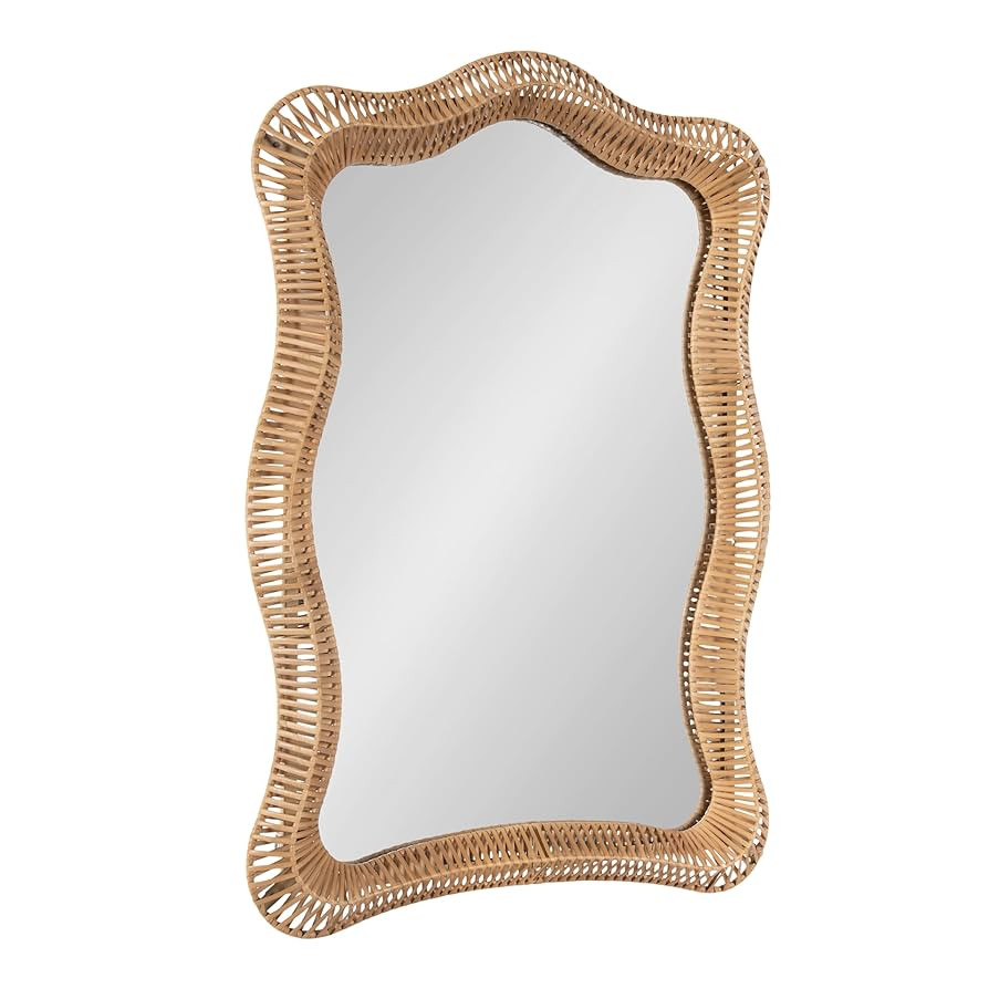 Kate and Laurel Rashana Boho Scalloped Arch Rattan Wall Mirror, 26 x 38, Natural Rattan, Modern D... | Amazon (US)