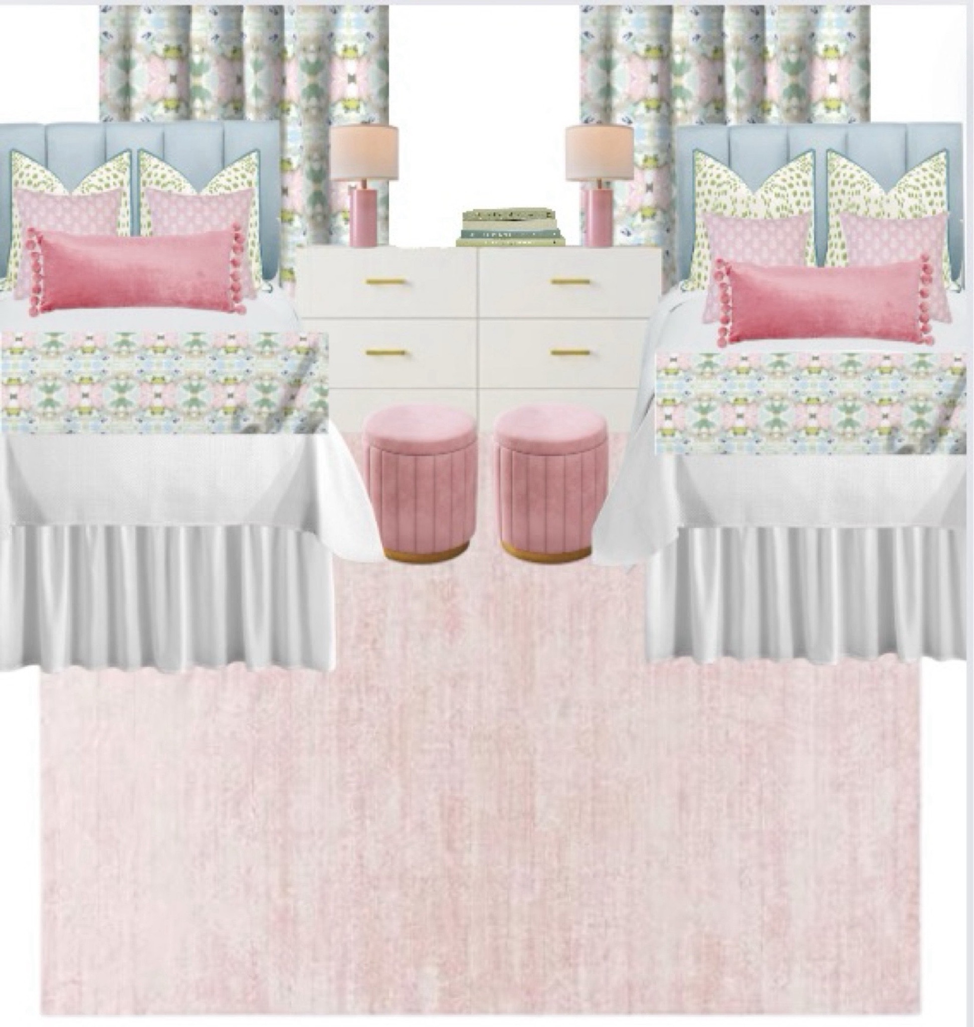 Dorm room decor, pink green and blue decor, bedroom styling, pink rug 

#LTKFindsUnder100 #LTKHome #LTKStyleTip