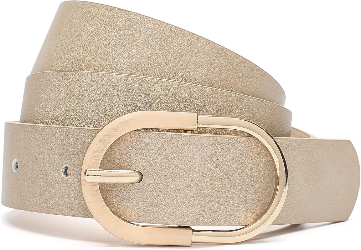 Tanpie Womens Leather Waist Belts for Jeans Pants with Gold Buckle | Amazon (US)