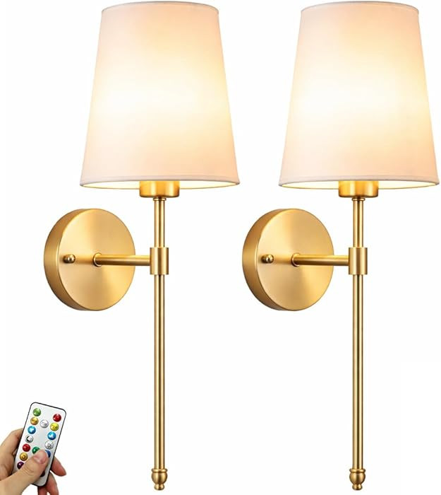 Battery Operated Wall Sconces Set of 2, Rechargeable Wireless Wall Lights with 10000mAh Magnetic ... | Amazon (US)