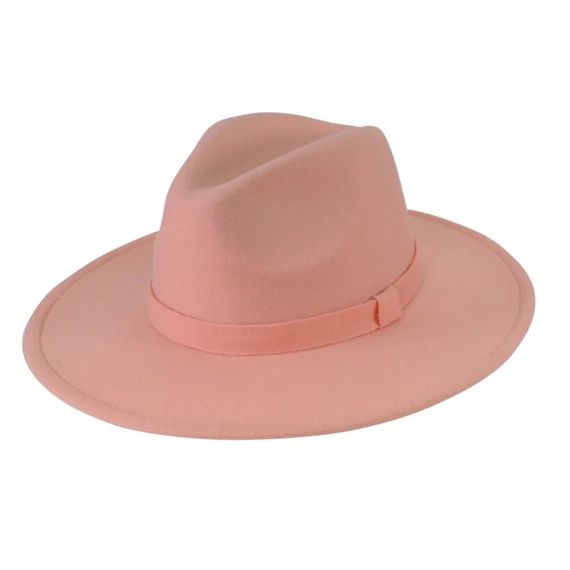 Dusty Pink Fedora Panama Wide Brim Cotton Blend Felt Hat | Etsy (US)