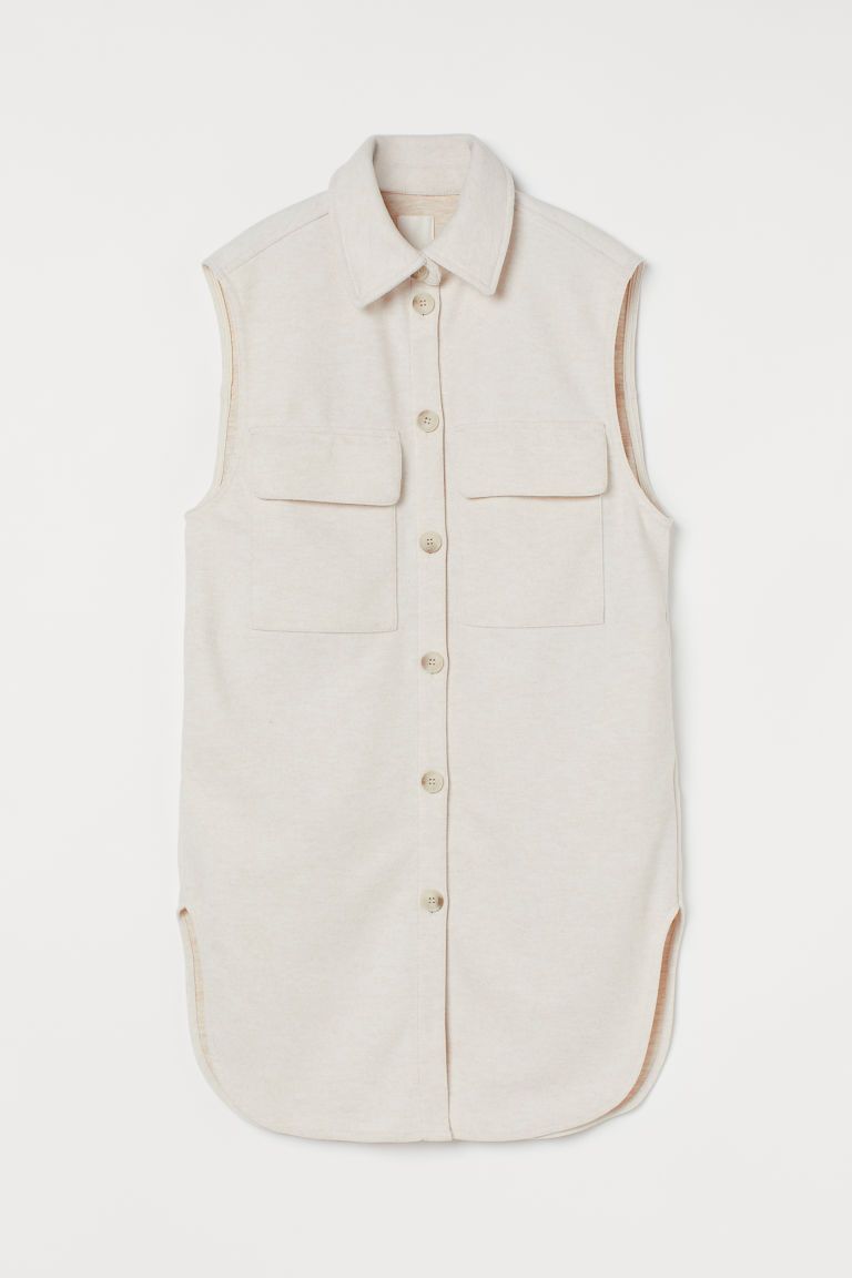 H & M - Sleeveless Shirt Jacket - White | H&M (US)