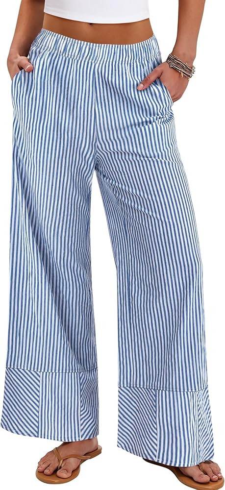 ANRABESS Womens Gingham Striped Boxer Pants Pajama Lounge PJ Bottoms Plaid Wide Leg Casual Cute F... | Amazon (US)
