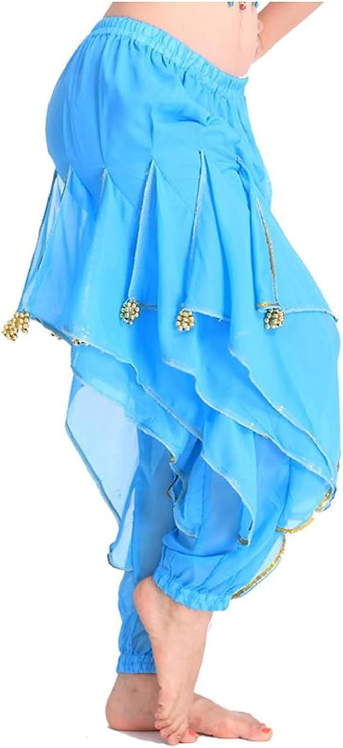 MUNAFIE Belly Dance Harem Pants - Tribal Costume Pants for Women, High Waisted Elastic Waistband,... | Amazon (US)