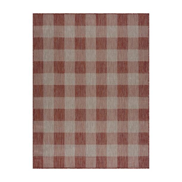 CAMILSON Buffalo Plaid Indoor Outdoor Rug, 3' x 5' Copper Checkered Area Rugs - Walmart.com | Walmart (US)