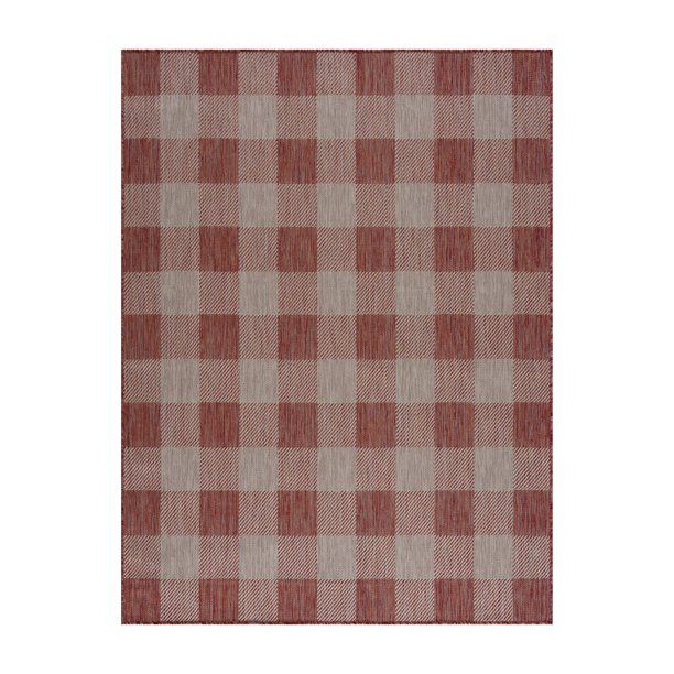 CAMILSON Buffalo Plaid Indoor Outdoor Rug, 3' x 5' Copper Checkered Area Rugs - Walmart.com | Walmart (US)