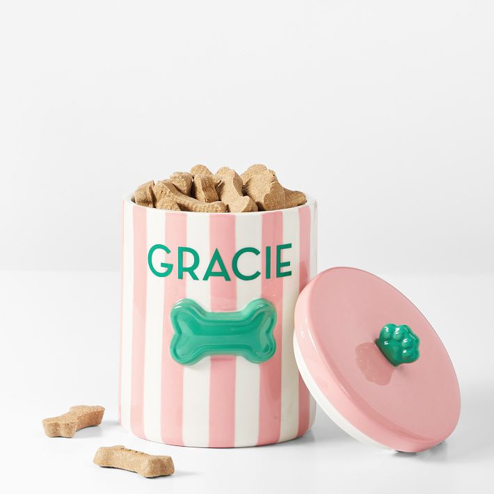 Striped Ceramic Dog Treat Jar | Mark and Graham