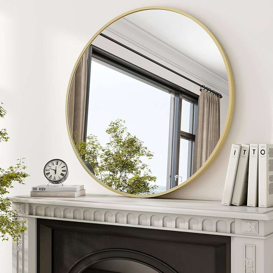 XRAMFY 36 Inch Round Mirror - Circle Mirrors for Bathroom, Entryway and Living Room Wall Decor, M... | Amazon (US)