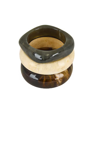 Mallorca Bangle Set in Swirled Cream, Green, & Brown | Revolve Clothing (Global)