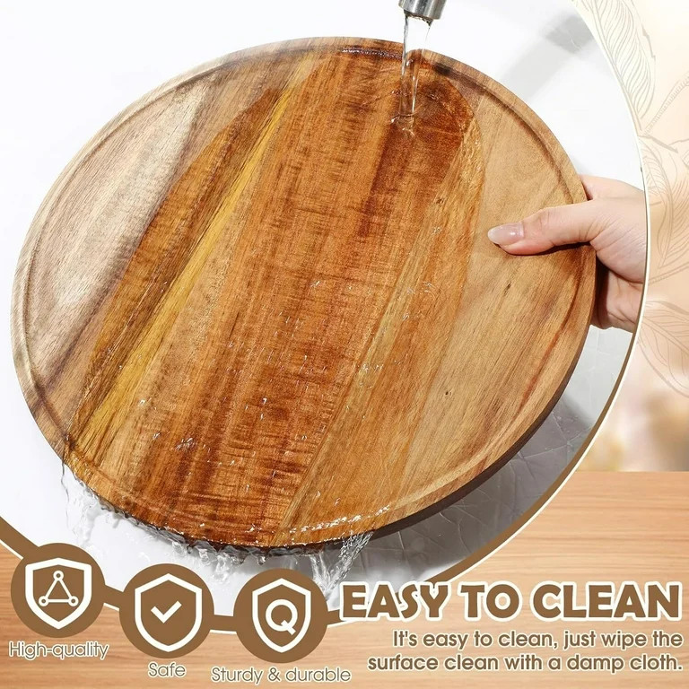 11.8" Round Wood Tray Made of Acacia Wood,Candle Holder Tray Home Decor,Decorative Tray for Kitch... | Walmart (US)