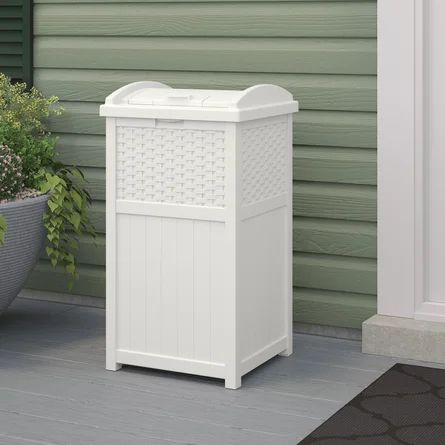 Suncast Wicker Hideaway 30 Gallon Trash Can | Wayfair North America