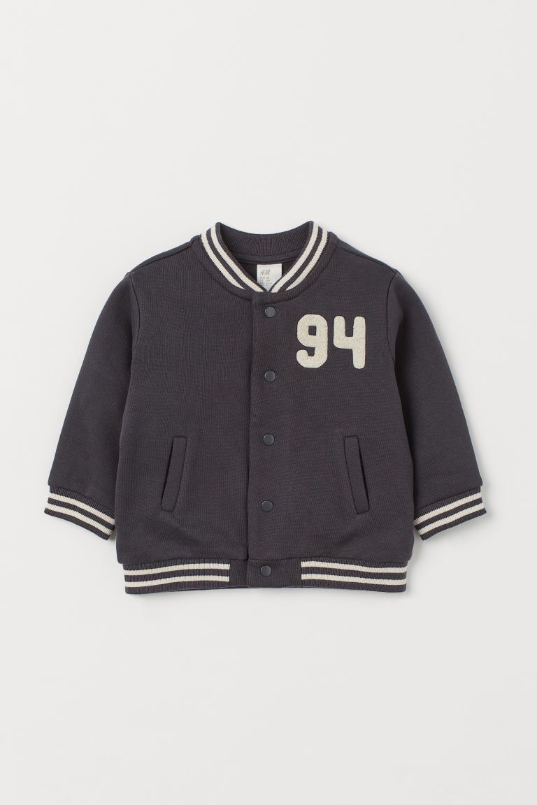 H & M - Cotton Baseball Jacket - Gray | H&M (US + CA)