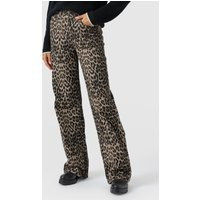 Women's Adjustable Wide Leg Jean, Leopard, Cotton, Size 24 ( UK Size 6 )/Tall, Saint + Sofia | Saint + Sofia
