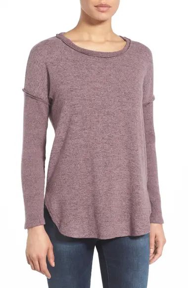 Rib Long Sleeve Fuzzy Top | Nordstrom