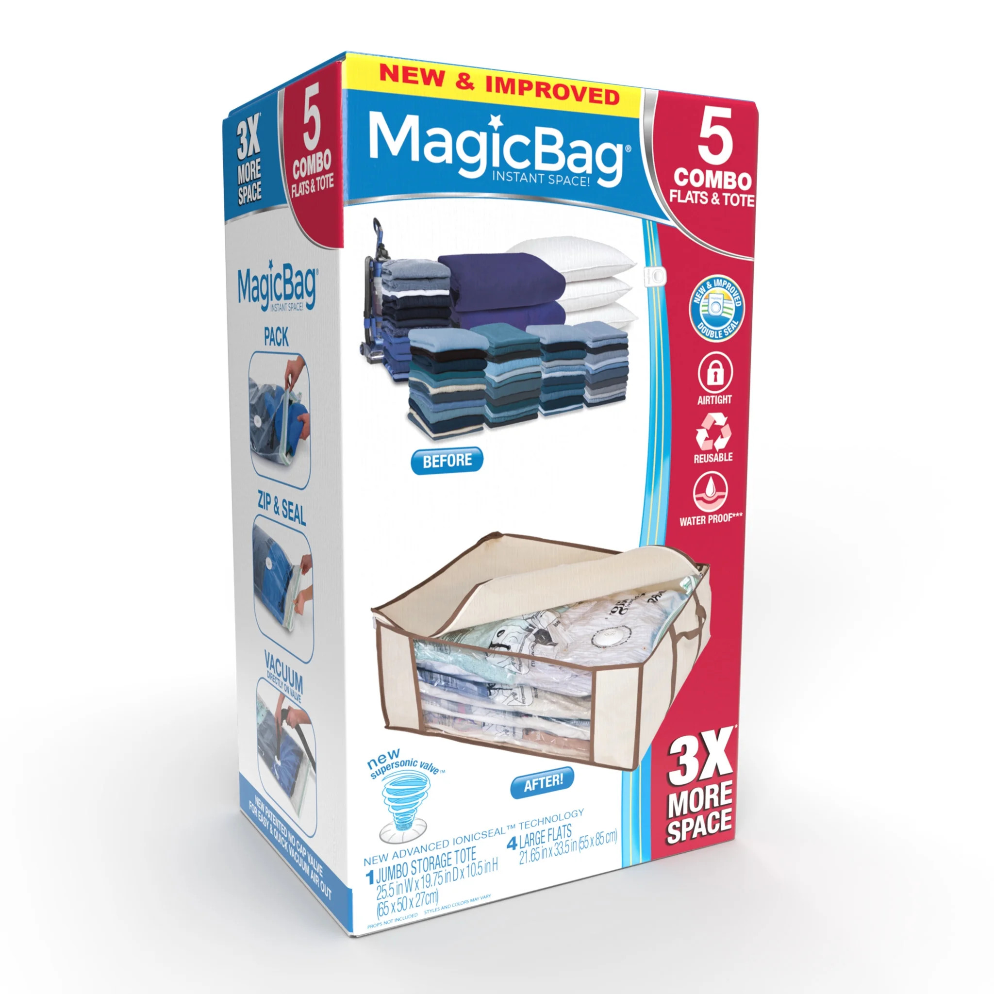 MagicBag by Smart Design Instant Compression Bag Jumbo Tote with Flat Large Bags | Walmart (US)