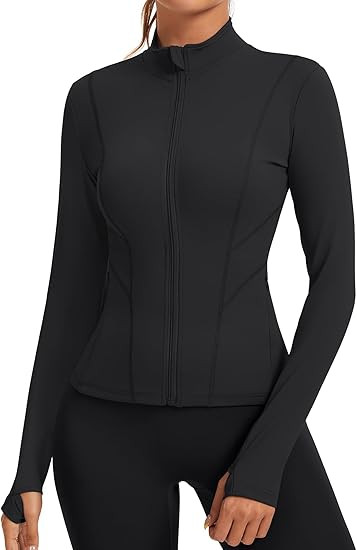 Rapbin Women's Slim Fit Workout Jackets Full Zip Long Sleeve Running Athletic Tops Yoga Shirts wi... | Amazon (US)