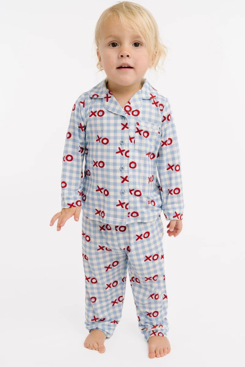 XO Valentine Bamboo Button Up Set | Little One Shop Co