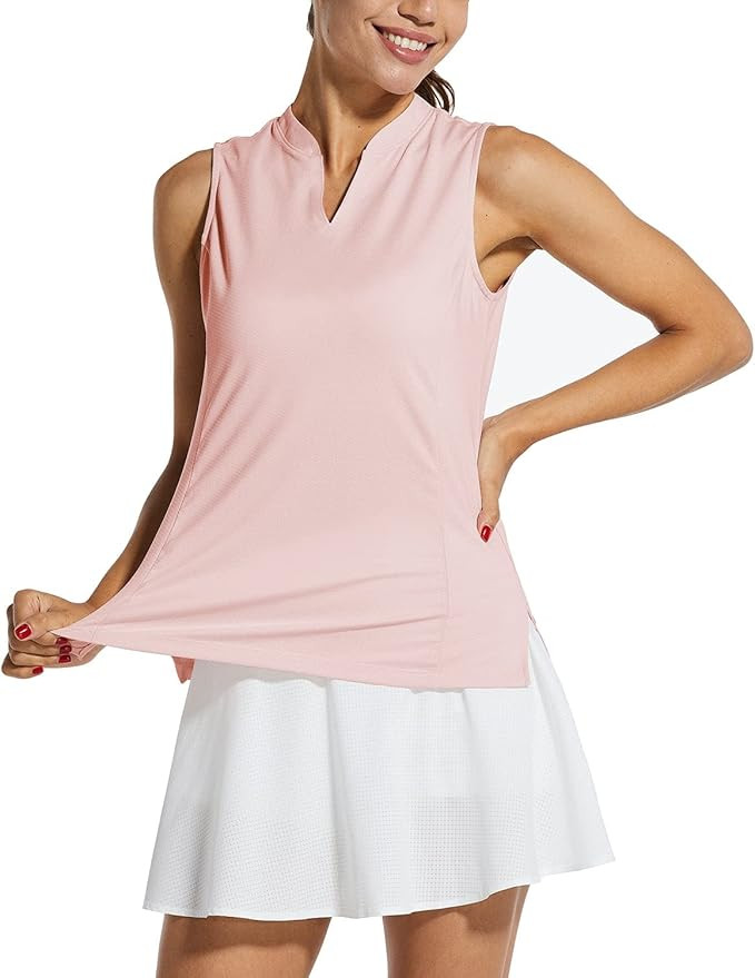 BALEAF Women's Sleeveless Golf Tennis Shirts Lightweight Quick Dry V-Neck Tank Tops Polo | Amazon (US)