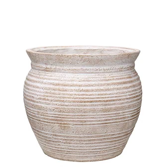allen + roth 13-in W x 11.25-in H White Wash Terracotta Mixed/Composite Planter Lowes.com | Lowe's