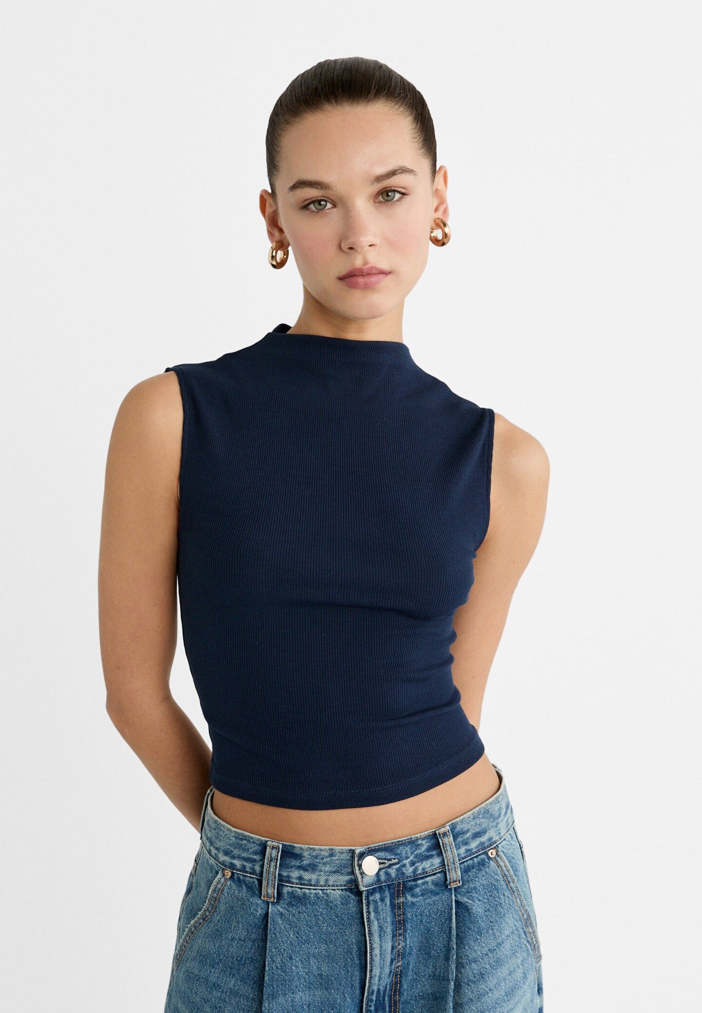 Mini top with neck - Women's fashion | Stradivarius United Kingdom | Stradivarius (UK)