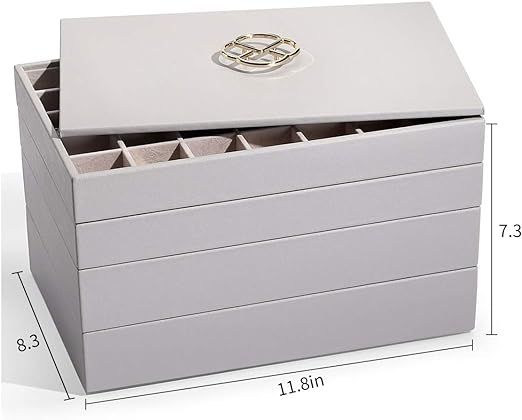 Vlando Miller Stackable Jewelry Organizer Tray with Lid, 35 Slot Classic Jewelry Holder Storage D... | Amazon (US)