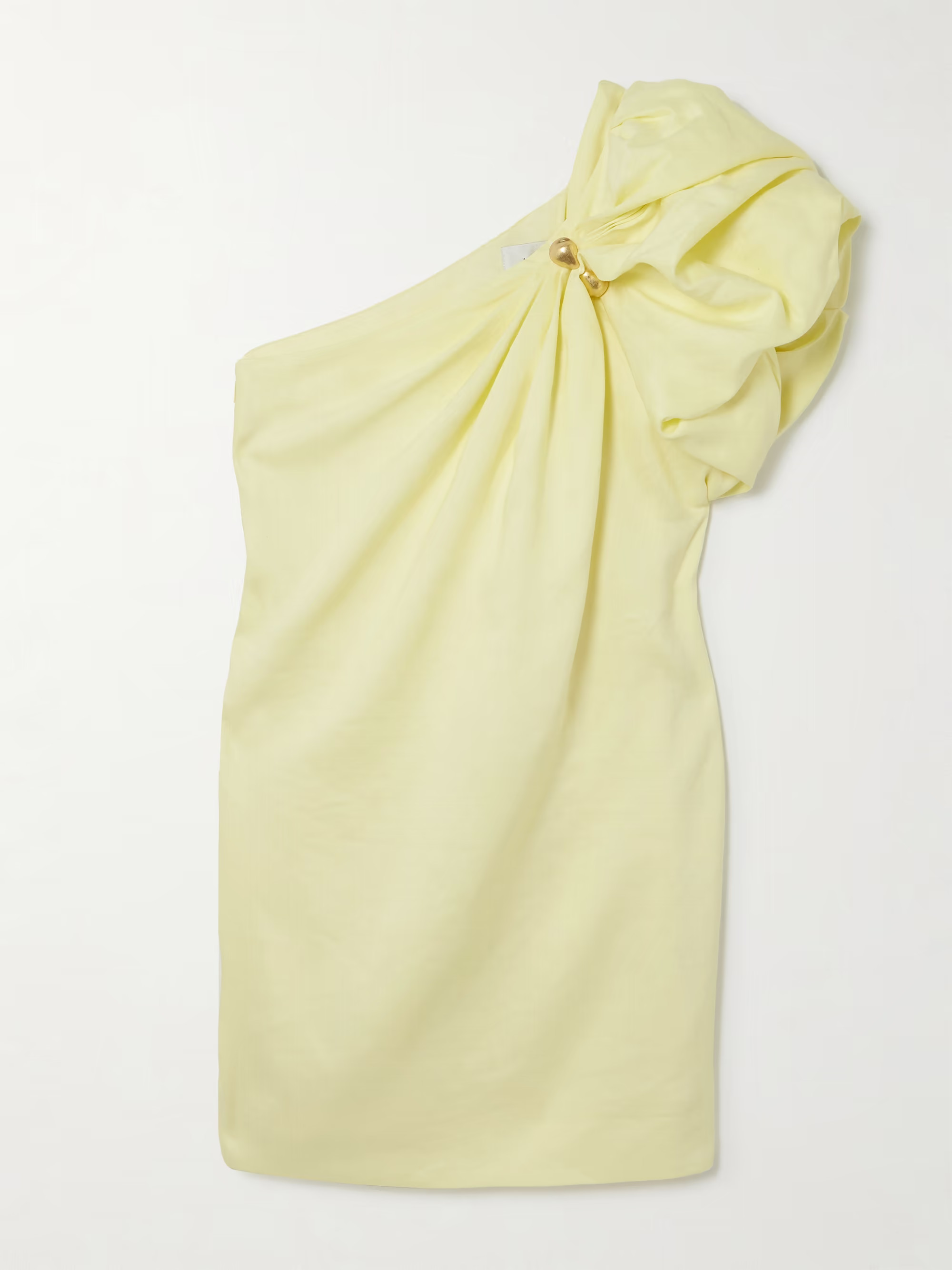 Cira one-shoulder embellished draped linen-blend mini dress | NET-A-PORTER (UK & EU)