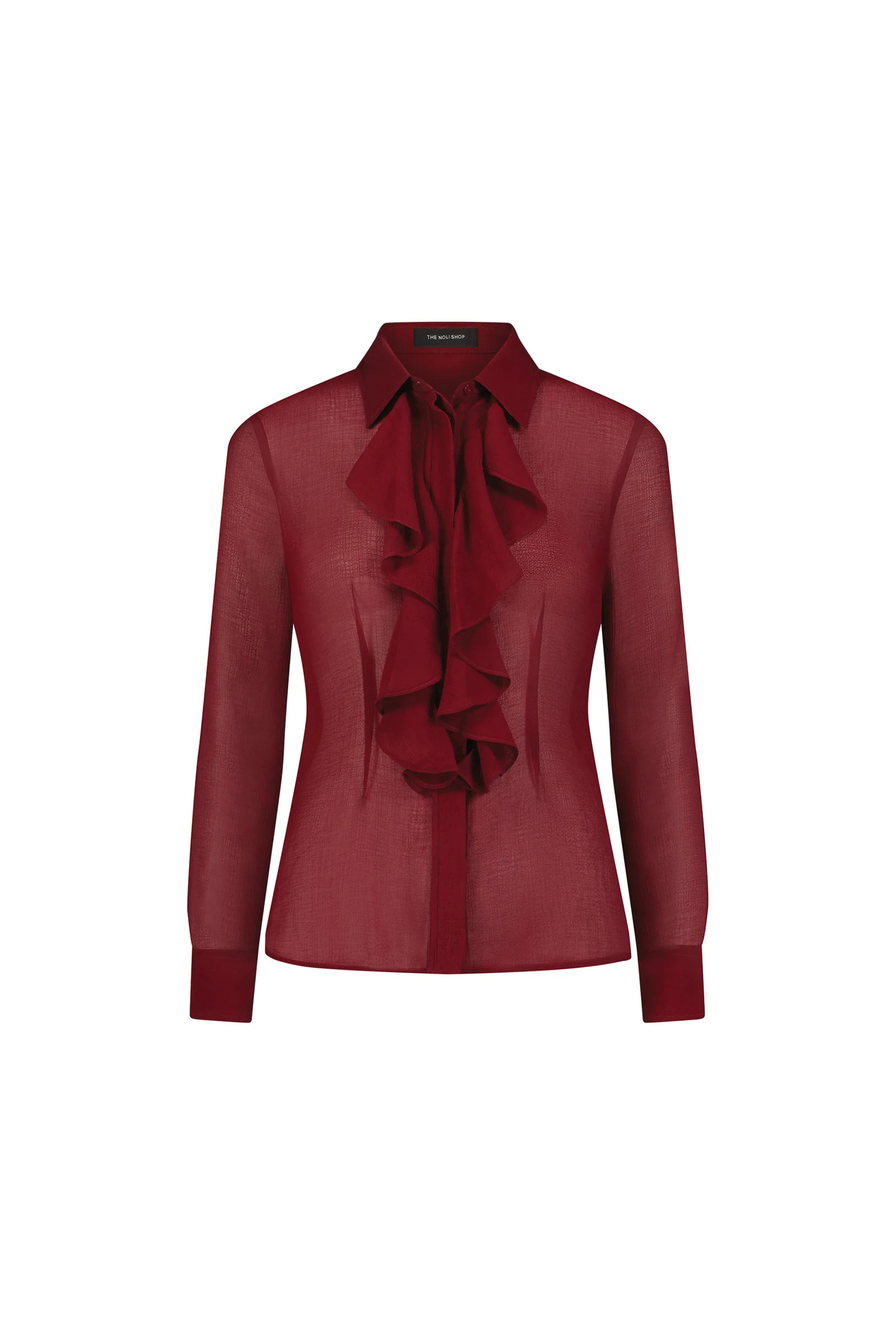 Georgia Semi-Sheer Blouse - Burgundy | The Noli Shop
