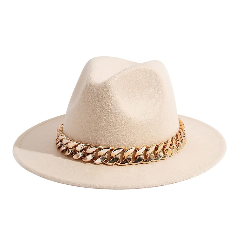 Gossifan Men & Women Belt Buckle Fedora Hat Wide Brim Floppy Panama Hat | Amazon (US)