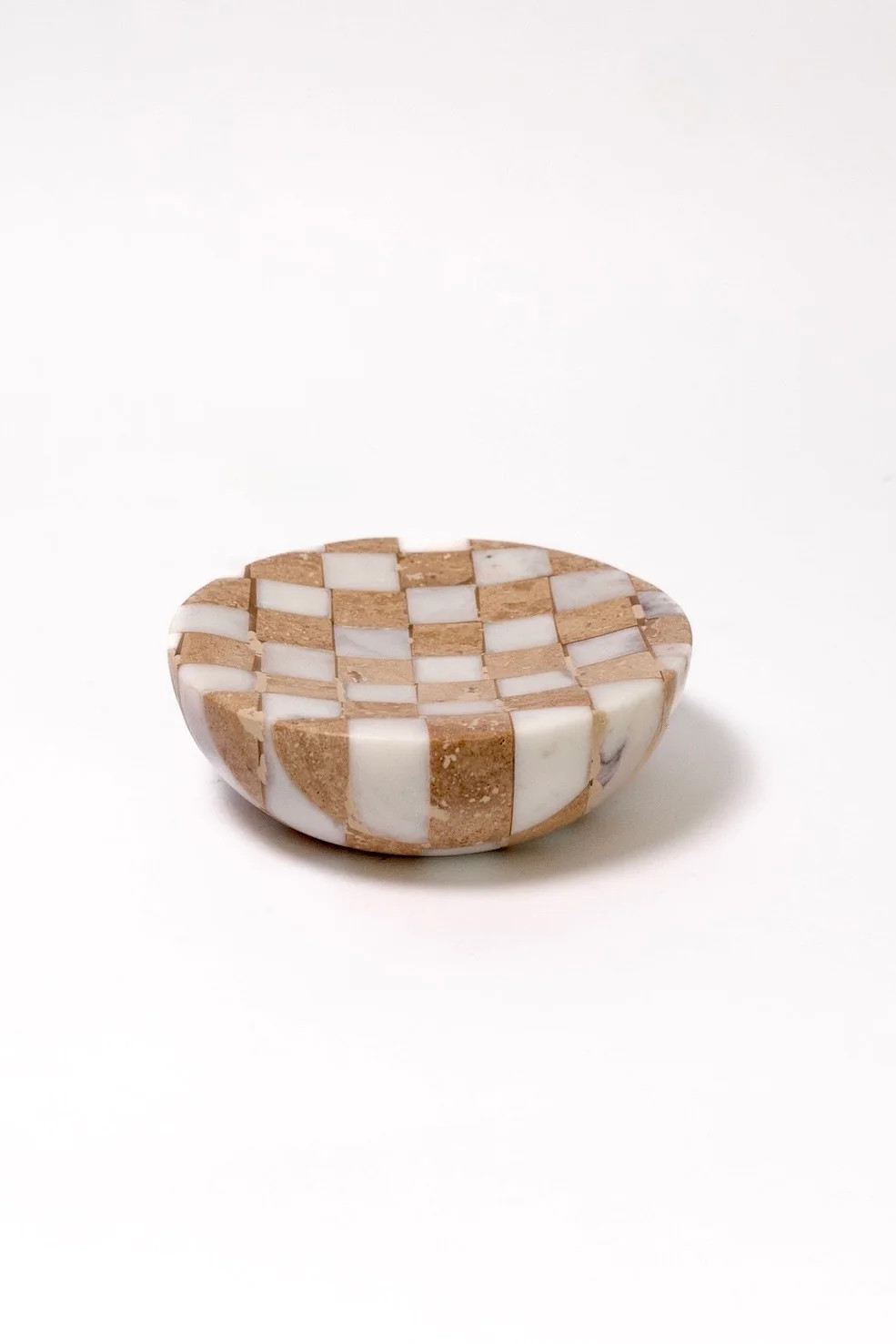 Checkered Travertine and Marble Dish | THELIFESTYLEDCO