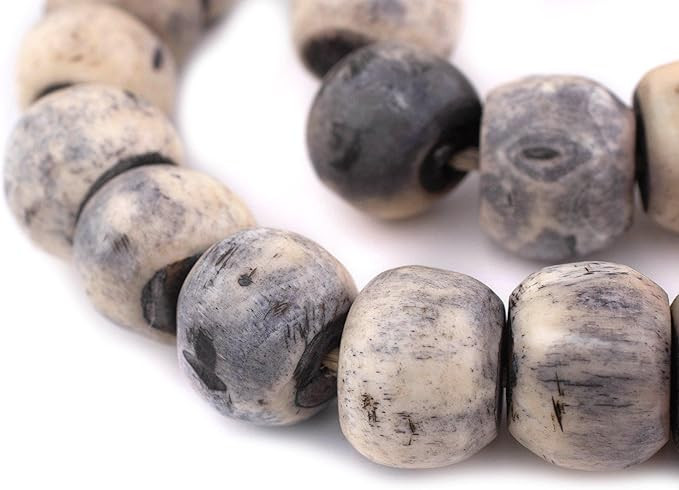 TheBeadChest Grey Bone Beads Sphere 24mm Kenya African Round Large Hole 30 Inch Strand Handmade | Amazon (US)