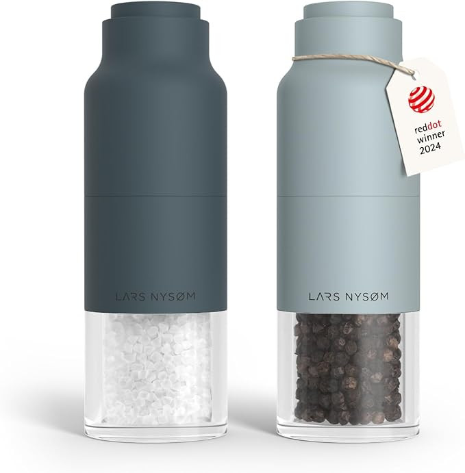 LARS NYSØM Salt and Pepper Grinder Set, Stainless Steel Manual Salt and Pepper Mills, Adjustable... | Amazon (US)