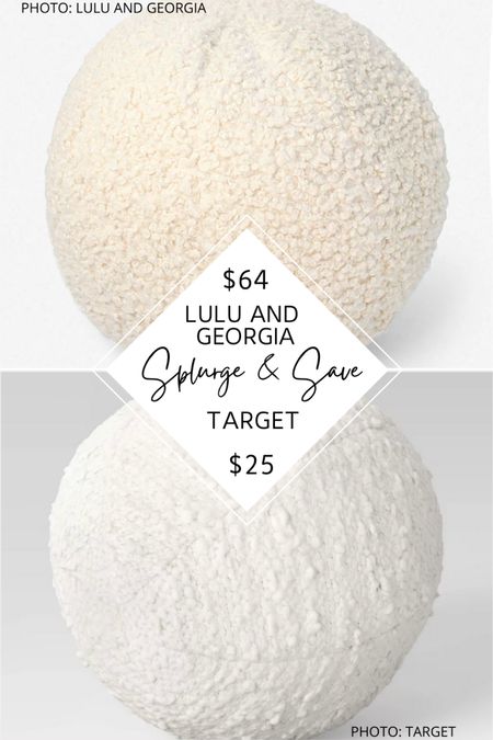 I’ve got a brand new find for you at three different price points! This boucle ball pillow is $64 at Lulu and Georgia and $25 at Target. Choose the one that suits YOU.

Decorating on a budget. Boucle Sphere Throw Pillow - Threshold.  Target home finds. Target finds. Target haul. Target dupes. Copycats. Look for less. Home decor dupes. Target home decor. Lulu and Georgia dupes. Throw pillows. Bedroom pillows. Living room pillows. Modern pillows. Modern traditional. McGee and co dupes. McGee and co. Aven Round Pillow dupes. Studio McGee dupes.

#LTKhome #LTKsalealert #LTKfindsunder50