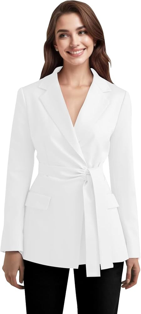 Women's Blazer Business Casual Long Sleeve Suit Jackets Notch Lapel Work Office Outfits Jacket wi... | Amazon (US)
