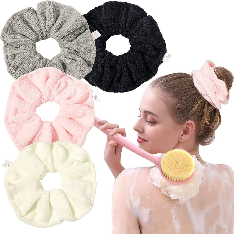 Ivyu Microfiber Hair Drying Scrunchies Towel Fiber Large Big Scrunchie for Curl Hair for Shower W... | Amazon (US)