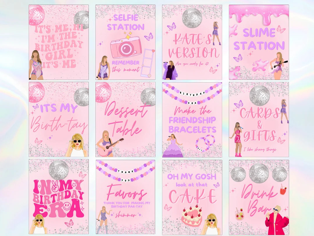 12 Editable Eras Birthday Poster, It's Me Hi Birthday Invite, Taylor Birthday Eras Signs, Swiftie... | Etsy (US)