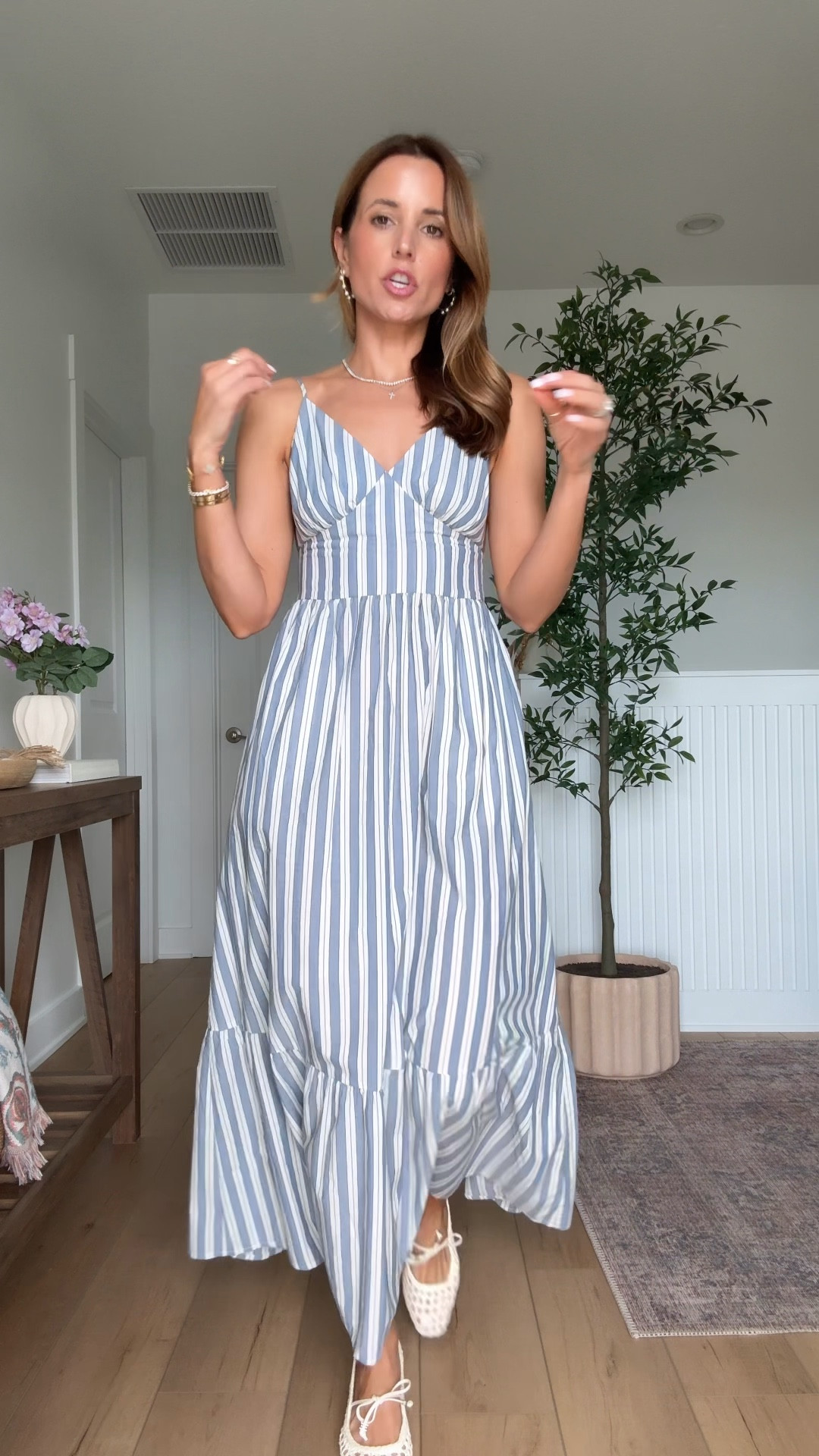 New spring and summer arrivals from Target! Blue and white striped maxi in XS. Spring dresses. Summer dresses. Resort dresses. Resort outfits. Spring outfit. Vacation outfit. Vacation dresses.Easter dresses. Coastal dress. Coastal outfit. Wearing XS. 

#LTKTravel #LTKootd #LTKSeasonal