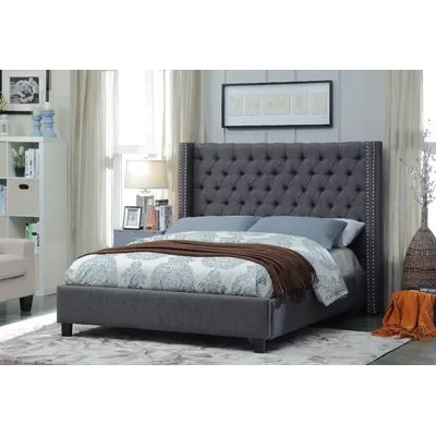 Willene Upholstered Platform Bed Three Postsâ¢ Teen Size: Twin, Color: Gray | Wayfair North America