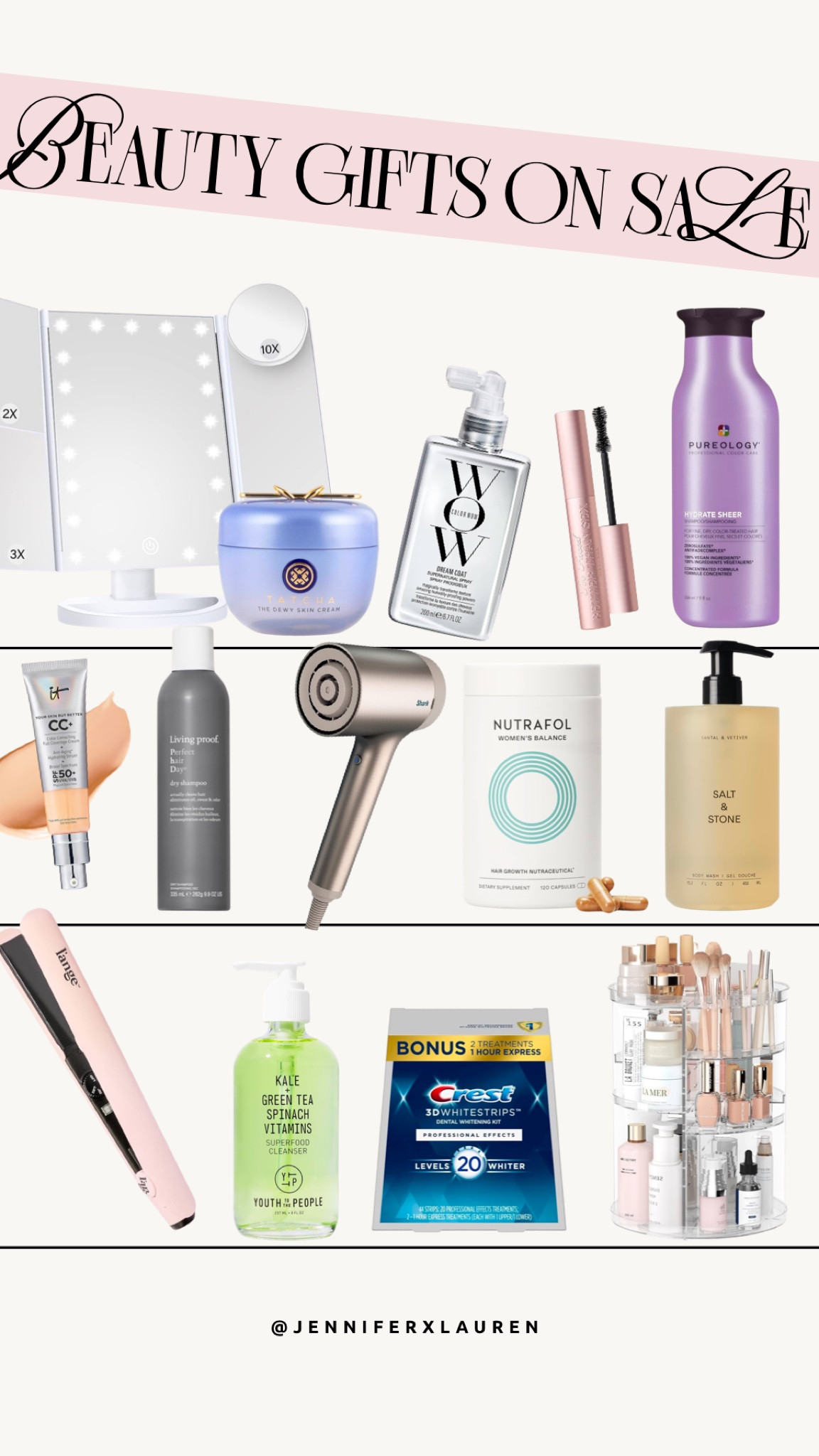 Beauty gifts on sale at amazon 30%-60% off! 

Lighted vanity mirror, Tatcha Dewy Skin Cream, Color Wow Dream Coat, Pureology Hydrate Sheer shampoo, IT Cosmetics CC+ Cream SPF 50, Living Proof Dry Shampoo, Shark HyperAir Hair Dryer, Nutrafol Women’s Balance, Salt & Stone body wash, L’ange flat iron, Youth to the People Superfood Cleanser, Crest 3D Whitestrips, rotating makeup organizer, Beauty gift sets, skincare essentials, luxury hair care, professional hair tools, hydrating creams, anti-aging skincare, premium body wash, beauty supplements, dry shampoo, makeup organizers, teeth whitening kits, LED mirrors, flat irons, clean beauty products, self-care gifts, beauty stocking stuffers, 
Amazon beauty sale, beauty gifts on Amazon, skincare deals Amazon, hair tools on sale, Amazon hair care discounts, beauty gift sets Amazon, affordable skincare Amazon, premium beauty sale Amazon, Amazon flat iron sale, rotating makeup organizer deal, Crest Whitestrips discount, LED vanity mirror Amazon, Shark HyperAir sale, Amazon body wash deals, Tatcha sale Amazon

#LTKfindsunder50 #LTKsalealert #LTKSeasonal