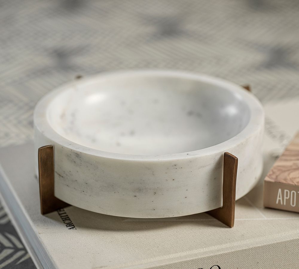 Bellem Handcrafted Marble Bowl On Brass Stand | Pottery Barn (US)