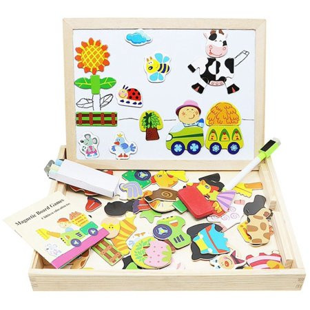Lewo Wooden Kids Educational Toys Magnetic Easel Double Side Dry Erase Board Puzzles Games for Boys  | Walmart (US)