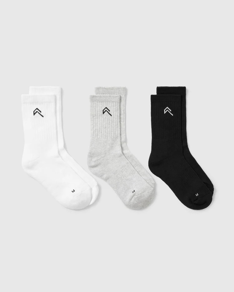 Crew Socks 3 Pack 
 Gray/White/Black | Oner Active (UK / US)