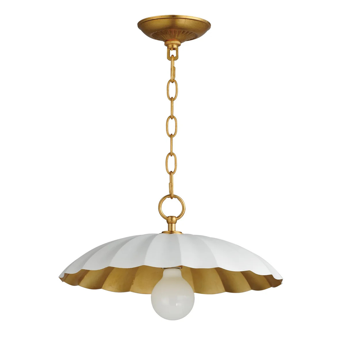 Primrose One Light Pendant Matte White / Gold Leaf | Lighting Design