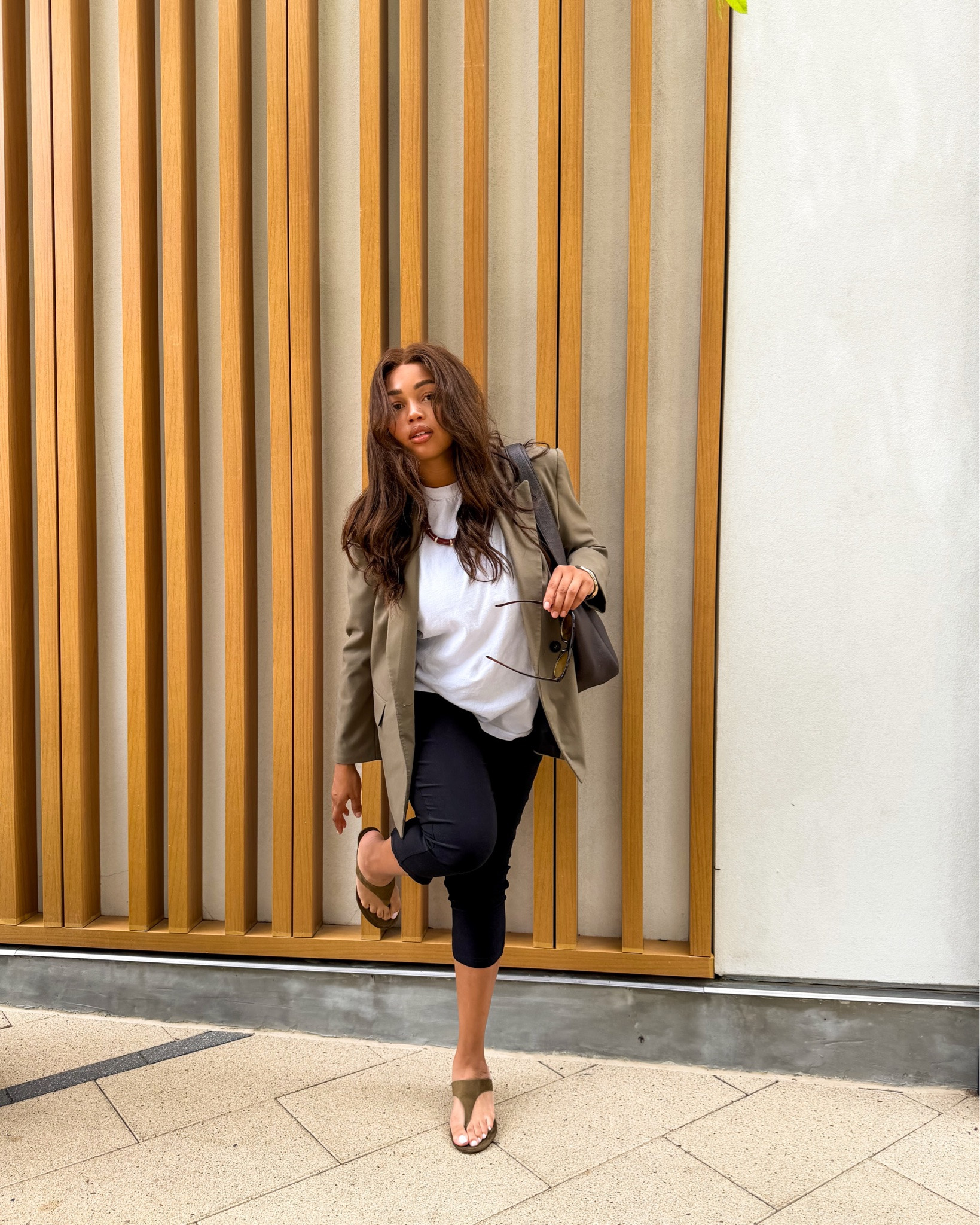 Motherhood didn’t make me lose my rhythm… it gave me a new one 🤍

Blazer : @hm 
Kitten sandals now 50%off : @hm 
Accessories : @tjmaxx 
Shades : @asos 
Capris : Amazon