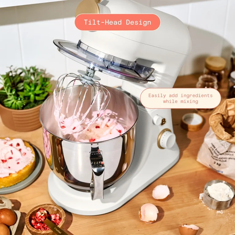 Beautiful 6 Qt Tilt-Head Stand Mixer with Dough Hook, Flat Beater, Balloon Whisk, Pastry Beater &... | Walmart (US)