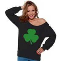 Shamrock Off The Shoulder Sweatshirt for Women Shamrock Green Slouchy Oversized Sweater Lucky Shamro | Etsy (US)